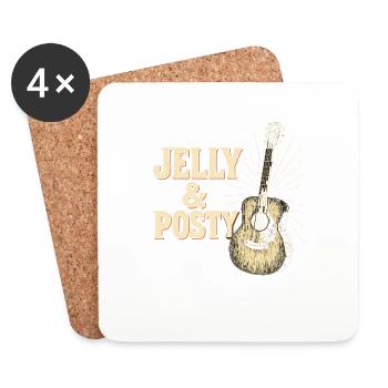 Jelly & Posty Akustik Gitarren Kunst - Untersetzer (4er-Set) - Weiß - Vorne