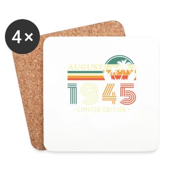 Août 1945 Rétro Vintage Cadeau d’anniversaire - Dessous de verre (lot de 4) - blanc - Devant
