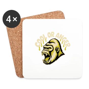TÊTE DE GORILLE - Dessous de verre (lot de 4) - blanc - Devant