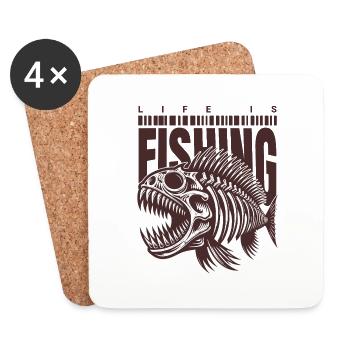 Fishing Skull – Poisson squelette pour les fans inconditionnels - Dessous de verre (lot de 4) - blanc - Devant