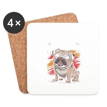 Mops Mama, Legendärer Snack-Dealer - Untersetzer (4er-Set) - Weiß - Vorne