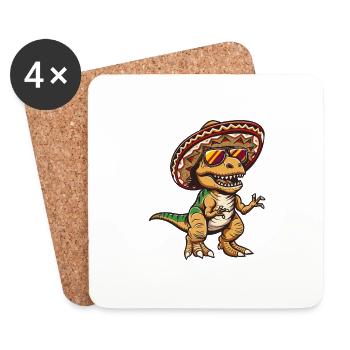 Dinosaurier T-Rex Lustig Sombrero - Untersetzer (4er-Set) - Weiß - Vorne