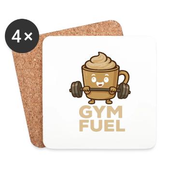 Gym Fuel Lustiger Kaffee Cartoon - Untersetzer (4er-Set) - Weiß - Vorne