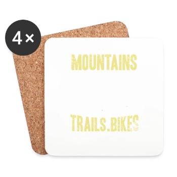 Mountains Trails Bikes MTB Adventure Trail Cycling - Coasters (set of 4) - white - Front
