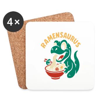 Lustiger Dinosaurier der Ramen Nudeln isst - Untersetzer (4er-Set) - Weiß - Vorne