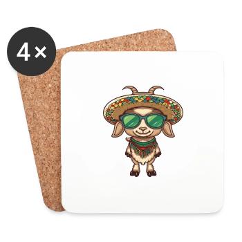 Mountain Goat Comic Funny Sombrero - Coasters (set of 4) - white - Front