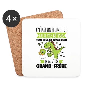 Enfant Futur Annonce Grossesse Grand Frère - Dessous de verre (lot de 4) - blanc - Devant