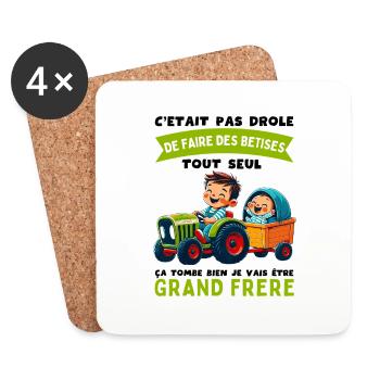 Grand Frère Annonce Grossesse Cadeau Naissance - Dessous de verre (lot de 4) - blanc - Devant