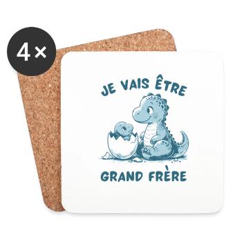 Enfant Futur Annonce Grossesse Grand Frère Je Vais - Dessous de verre (lot de 4) - blanc - Devant