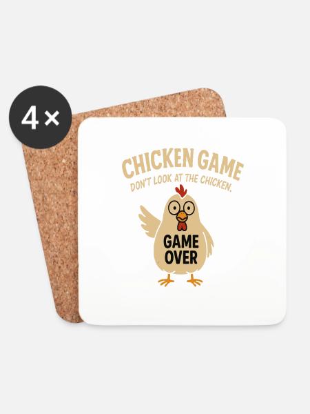 Chicken Game Don't Look At The Chicken - Untersetzer (4er-Set) - Weiß