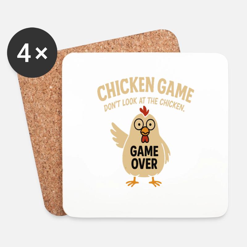 Chicken Game Don't Look At The Chicken - Untersetzer (4er-Set) - Weiß