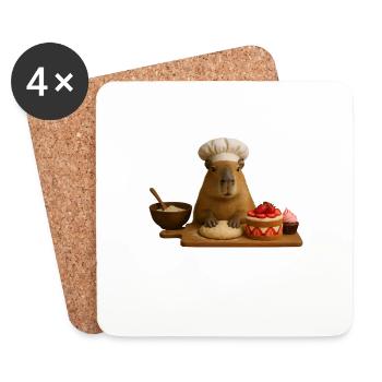 Cuisson du capybara - Dessous de verre (lot de 4) - blanc - Devant