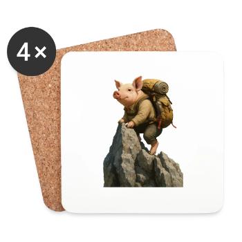 Pig Hiking - Coasters (set of 4) - white - Front