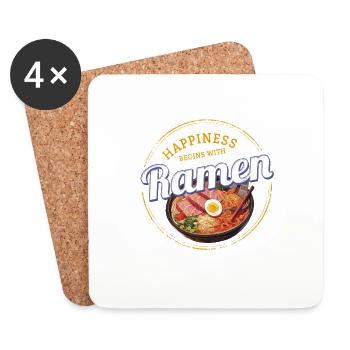 Ramen Noodle Soup Vintage Japan Retro Soup Design - Coasters (set of 4) - white - Front