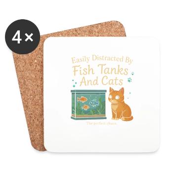 Leicht ablenkbar durch Fischtanks und Katzen - Untersetzer (4er-Set) - Weiß - Vorne