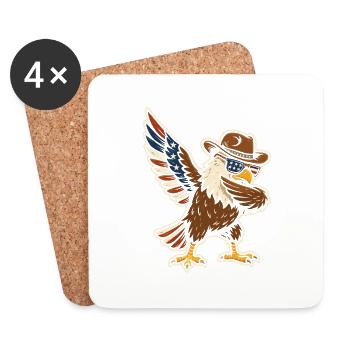 Aigle cool avec chapeau de cow-boy et lunettes - Dessous de verre (lot de 4) - blanc - Devant