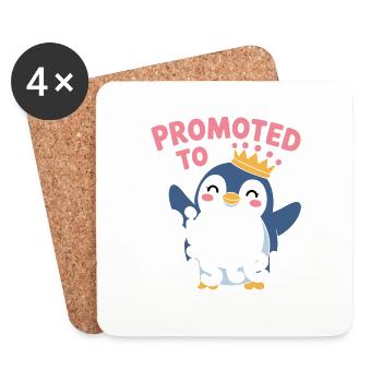 Promu au rang de grande sœur – Penguin Design - Dessous de verre (lot de 4) - blanc - Devant