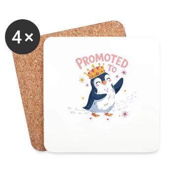 Zur großen Schwester befördert – Pinguin Design - Untersetzer (4er-Set) - Weiß - Vorne