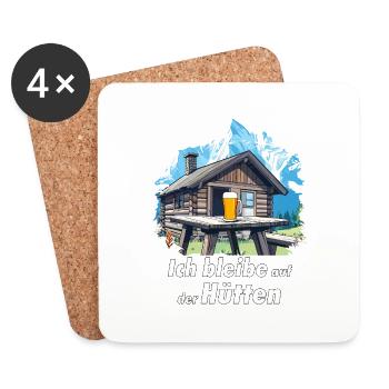 I stay at the hiker's hut - Coasters (set of 4) - white - Front