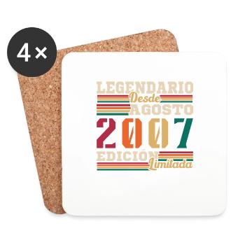 Août 2007 Rétro Vintage Cadeau d’anniversaire - Dessous de verre (lot de 4) - blanc - Devant