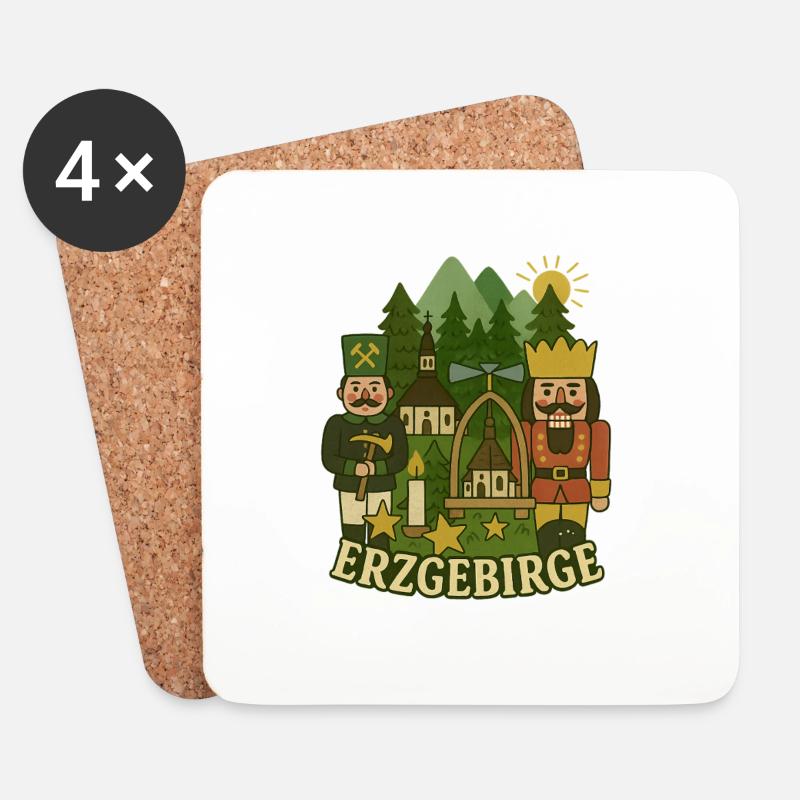 Erzgebirge Nussknacker - Untersetzer (4er-Set) - Weiß