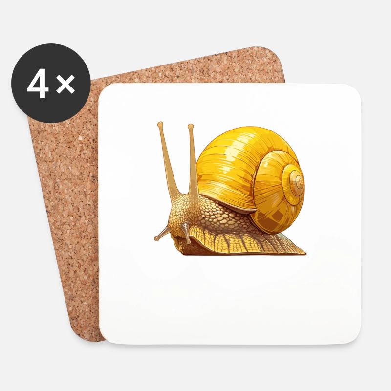 Schnecken Schnecke - Untersetzer (4er-Set) - Weiß