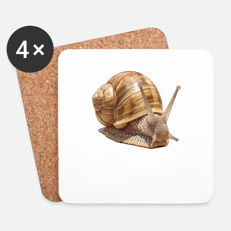 Schnecken Schnecke - Untersetzer (4er-Set) - Weiß
