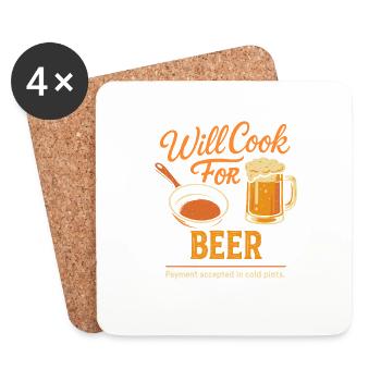 Kocht für Bier - Untersetzer (4er-Set) - Weiß - Vorne