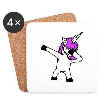 Einhorn Dabbing Dab Tanz Party Pose Geste Lustig - Untersetzer (4er-Set) - Weiß - Vorne