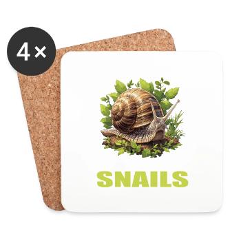 Schnecken Schnecke - Untersetzer (4er-Set) - Weiß - Vorne