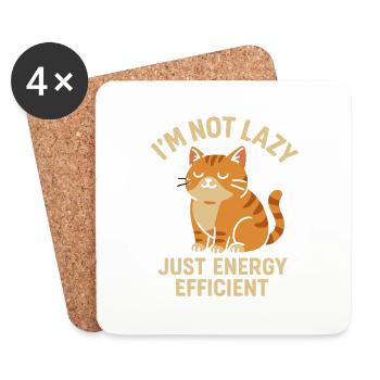 Je ne suis pas paresseux, juste un chat économe en énergie - Dessous de verre (lot de 4) - blanc - Devant