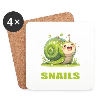 Schnecken Schnecke - Untersetzer (4er-Set) - Weiß - Vorne