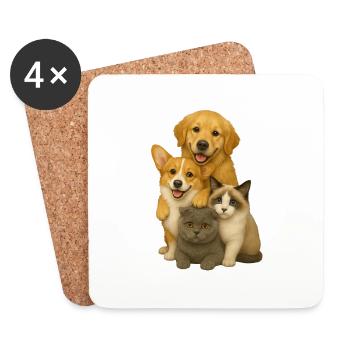 Golden Retriever Corgi Ragdoll Shorthair - Untersetzer (4er-Set) - Weiß - Vorne