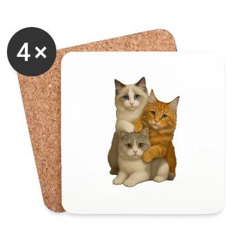 Ragdoll British Shorthair Maine Coon - Dessous de verre (lot de 4) - blanc - Devant