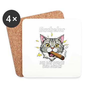 CAT Cigare Bachelor - Dessous de verre (lot de 4) - blanc - Devant