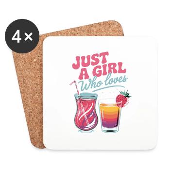 Juste une fille qui aime les vacances et les cocktails - Dessous de verre (lot de 4) - blanc - Devant