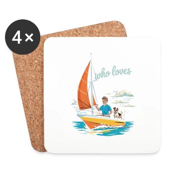 Juste un gars qui aime la voile – Sail Design - Dessous de verre (lot de 4) - blanc - Devant