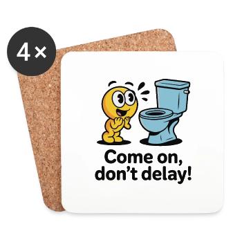 TOILETTES, ALLEZ, NE TARDEZ PAS - Dessous de verre (lot de 4) - blanc - Devant