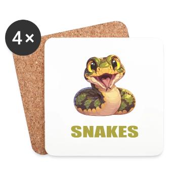 Snakes Snake - Coasters (set of 4) - white - Front