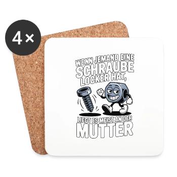 Wenn jemand eine Schraube locker hat Mutter Spruch - Untersetzer (4er-Set) - Weiß - Vorne