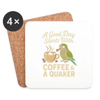 Ein guter Tag beginnt mit Kaffee und einem Quäker - Untersetzer (4er-Set) - Weiß - Vorne