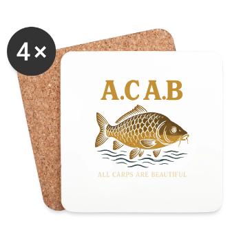 A.C.A.B – All Carps Are Beautiful - Untersetzer (4er-Set) - Weiß - Vorne