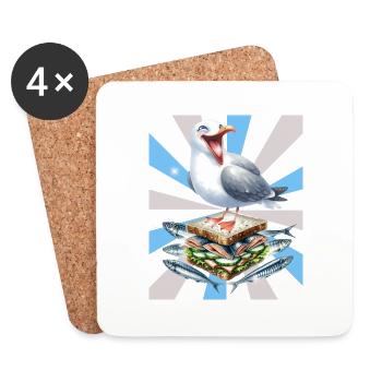 Reto Seagull Seagulls Sandwidsch Herring - Coasters (set of 4) - white - Front