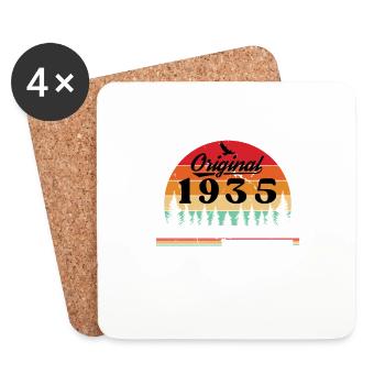 Anniversaire 90 Ans Original 1935 Cadeau Fête - Dessous de verre (lot de 4) - blanc - Devant