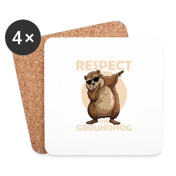 Respect The Groundhog Rodent Animal - Coasters (set of 4) - white - Front
