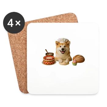 Akita Baking Cake Cookies - Coasters (set of 4) - white - Front