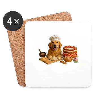 Golden Retriever Backen Kuchen Kekse - Untersetzer (4er-Set) - Weiß - Vorne