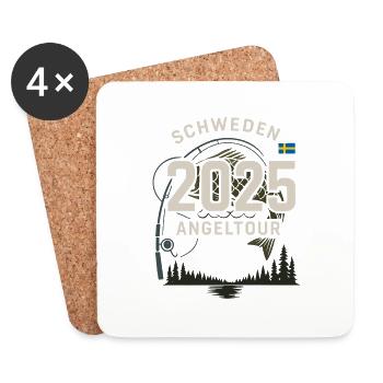 Schweden Angeltour 2025 Abenteuer - Untersetzer (4er-Set) - Weiß - Vorne