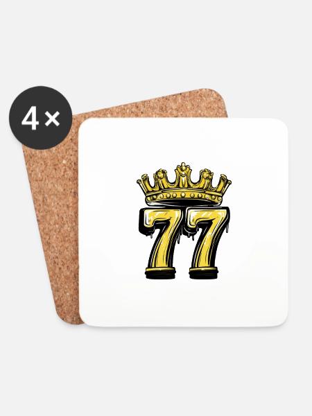 77 Zahl Krone - Untersetzer (4er-Set) - Weiß