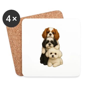 Dog Dogs Cute Dogs - Coasters (set of 4) - white - Front